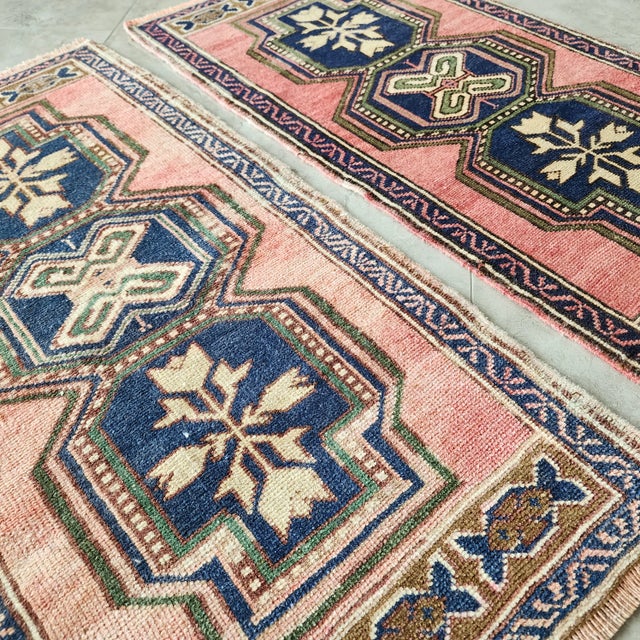 1960s 1980s Petite Turkish Oushak Wool Rugs - a Pair For Sale - Image 5 of 8