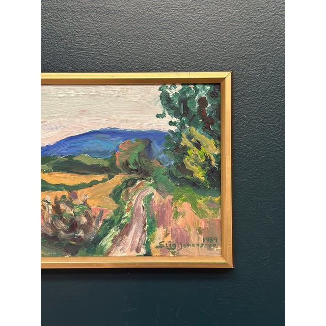 Mid-Century Modern Stig Johansson, Landscape, 1989, Oil on Canvas, Framed For Sale - Image 3 of 10