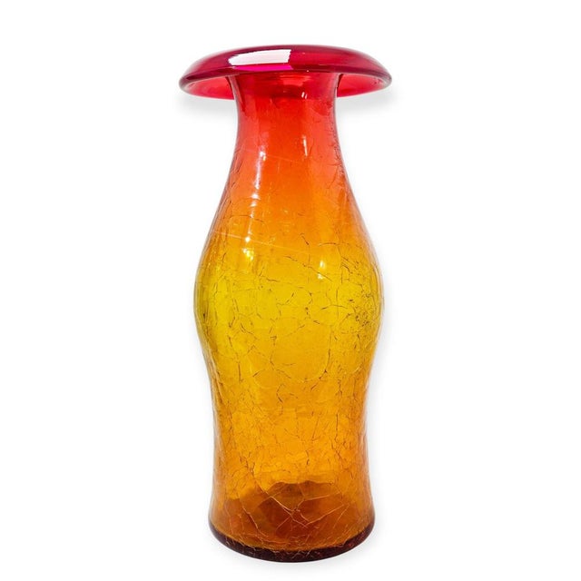 Glass Mid-Century Modern Mandarin Glass Vase by Joel Philip Myerc for Blenco, 1960s For Sale - Image 7 of 7