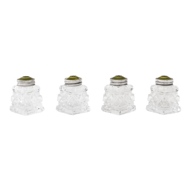Mid 20th Century Norwegian Sterling Silver & Glass Salt Shakers - Set of 4 For Sale