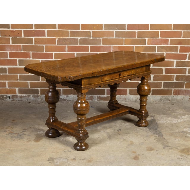Late 19th Century Danish Langeland Late 19th Century Oak Table With Carved Apron and Turned Legs For Sale - Image 5 of 12