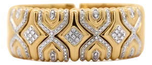 Retro 3 Carat Diamond Italian 18k Gold Vintage Cuff Bangle