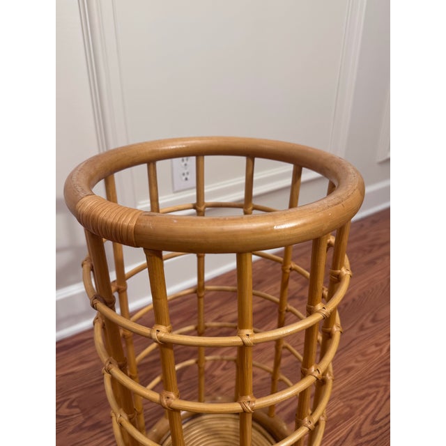 Mid 20th Century Vintage Mid Century Boho Chic Bamboo and Rattan Umbrella Stand Styled After Franco Albini For Sale - Image 5 of 11