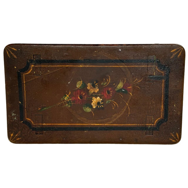 Late 19th Century Antique Hand Made American Victorian Folk Art Wood Fireside Footstool With Hand Oil Painted Flowers & Features For Sale - Image 5 of 13