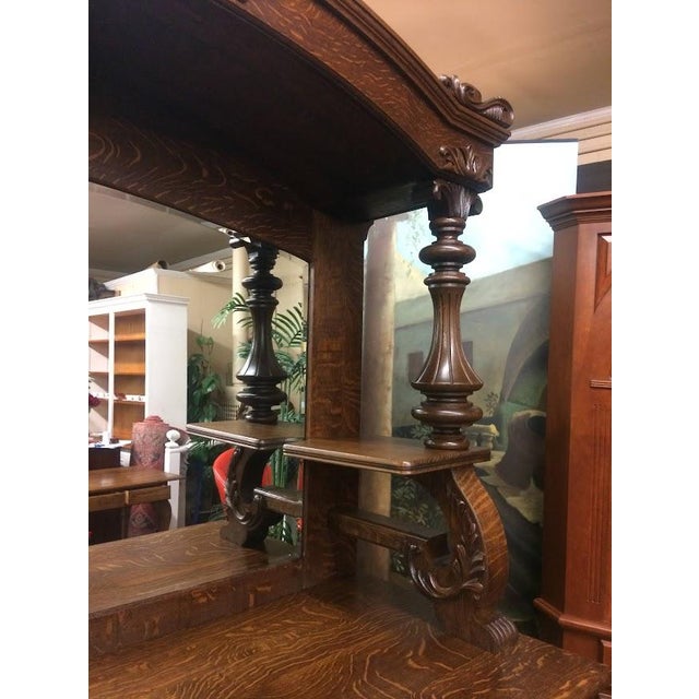Antique Oak Buffet, Carved Victorian Buffet Bar For Sale - Image 6 of 16