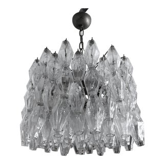 1960s Carlo Scarpa for Venini Poliedri Glass Chandelier, Italy For Sale