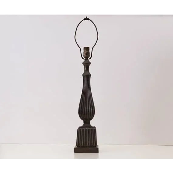 Ribbed Metal Lamp Art Deco Art Nouveau Egyptian Revival Column For Sale In Richmond - Image 6 of 6