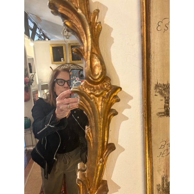 Vintage Giltwood Oval Wall Mirror For Sale - Image 4 of 8