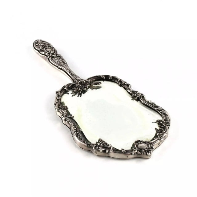 Rococo Louis XV Style Silver Hand Mirror For Sale - Image 3 of 8