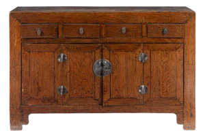 Antique Chinese Elm Buffet Cabinet