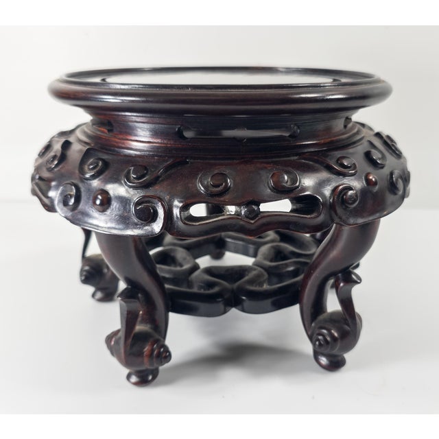 Mid-Century Chinese Carved Hardwood Hongmu Rosewood Display Stand Base For Sale - Image 4 of 11