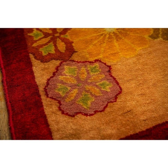 1920s Red Open Field 6Star Room Size Antique Chinese Knotted Wool Art Deco Rug For Sale - Image 11 of 11