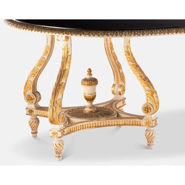 1940s French Louis XVI Creamy White Black Gilt Wood Double Pedestal Extension Dining Table by Maison Jansen Paris For Sale - Image 9 of 18