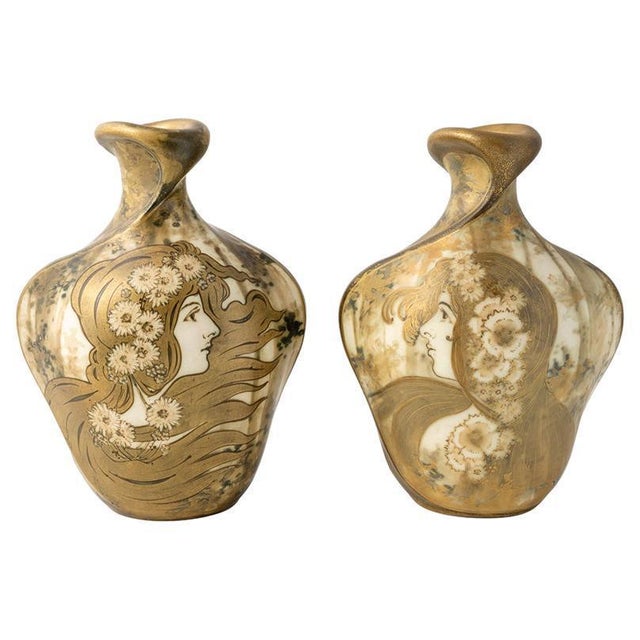 Gilted and Hand-Painted Vases attributed to Nikolaus Kannhäuser, 1898, Set of 2 For Sale - Image 14 of 14