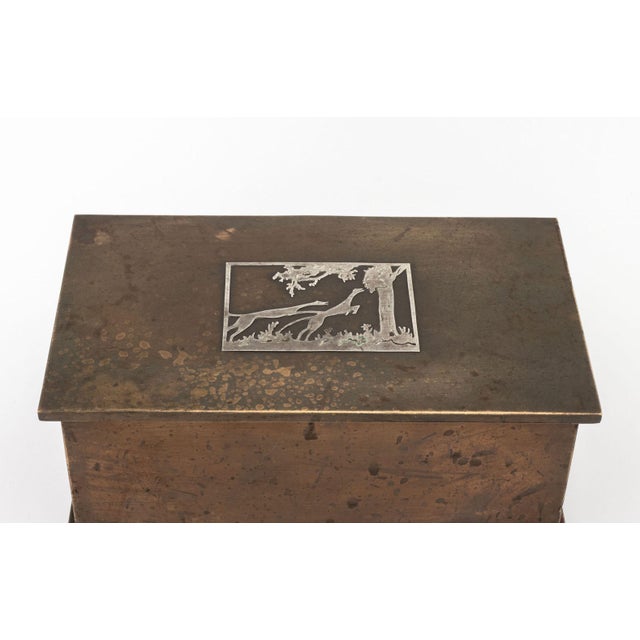 Art Deco Smith Metal Arts Co. Sterling Silver and Bronze Casket For Sale - Image 3 of 9