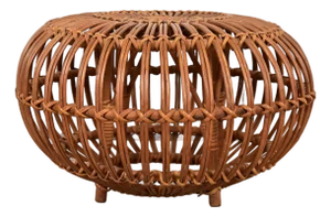 Franco Albini Mid-Century Organic Modern Italian Rattan Pouf Ottoman