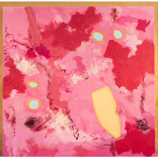 2020s "Play #14" — 30x30 Contemporary Abstract Oil Painting on Canvas (Pink) For Sale - Image 5 of 8