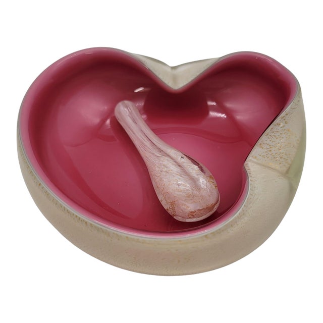 Barovier & Toso Murano Glass Pink Cigar Ashtray With Grinder For Sale