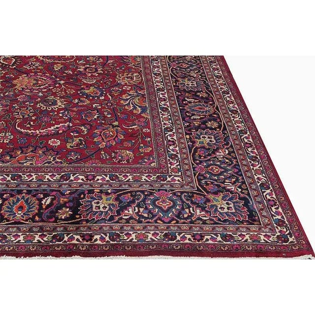 Burgundy 1960s Persian Mashad Area Rug 11’7″ X 14’8″ For Sale - Image 8 of 13