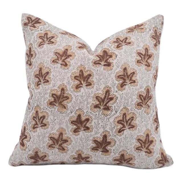 Block Print Thick Linen Throw Pillow Cover 14x20 Inch -Pushp Samhita For Sale