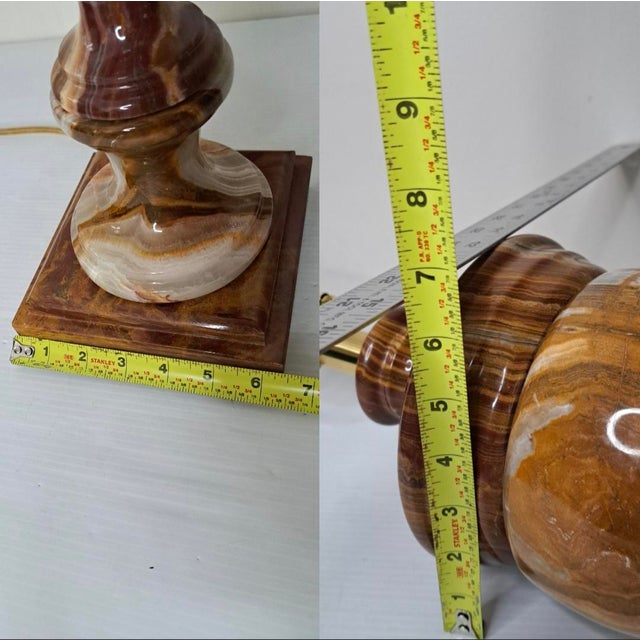 Vintage Banded Onyx Marble Urn Table Lamp With Stone Finial For Sale - Image 11 of 13