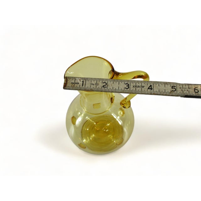 Mid 20th Century Glass Decanter / Pitcher Yellow Mouth Blown With Decorative Buttons, Replica of 17th Centry Germin Style Glass For Sale - Image 12 of 12