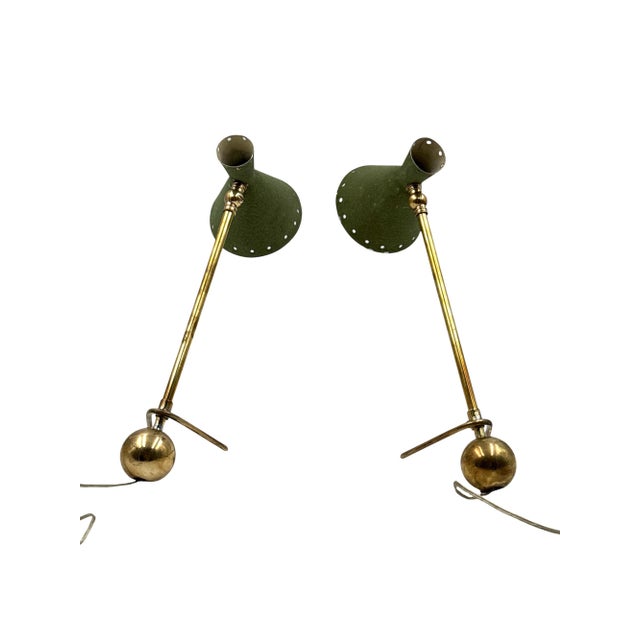 Brass 1950s Mid-Century Modern Table Lamps, Attrib. To Stilnovo Milano Italy - Set of 2 For Sale - Image 8 of 13