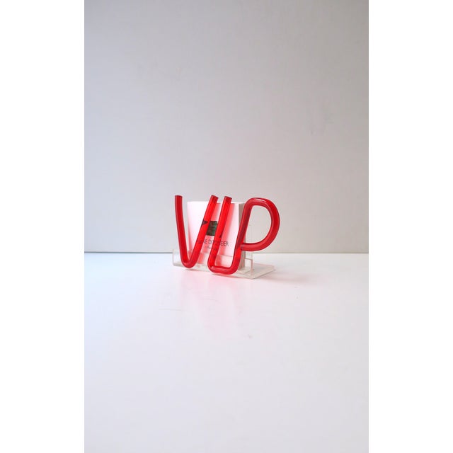 Late 20th Century Desk Business Card Holder, Vip, Lucite Acrylic, Postmodern, Late 20th Century For Sale - Image 5 of 7