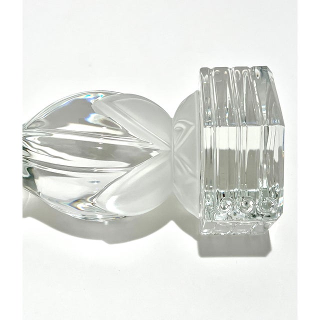 St Louis “Flore Et Pomone” French Lead Crystal Candlestick, Frosted Spiral Stem For Sale - Image 12 of 16