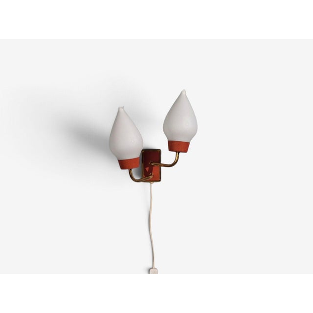 1940s Swedish Modern, Wall Sconce, Brass, Lacquered Metal, Glass40s For Sale In New York - Image 6 of 10