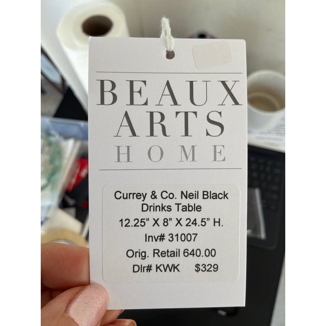 Currey & Company Currey & Company Modern Black Marble Neil Drinks Table For Sale - Image 4 of 4