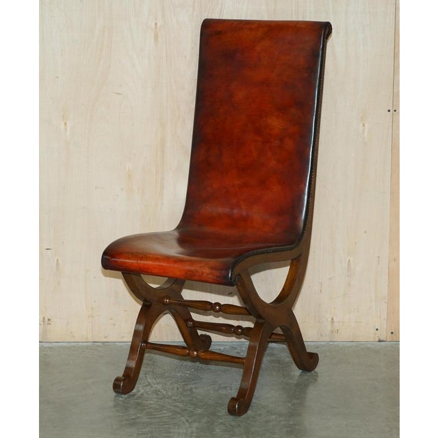 Spanish Brown Leather & Oak Dining Chairs by Pierre Lottier for Alamazan, Set of 6 For Sale - Image 16 of 18
