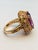 Metal Bochic “Orient” Natural Amethyst & Multi Sapphire Ring Set In 18K Gold & Silver For Sale - Image 7 of 12