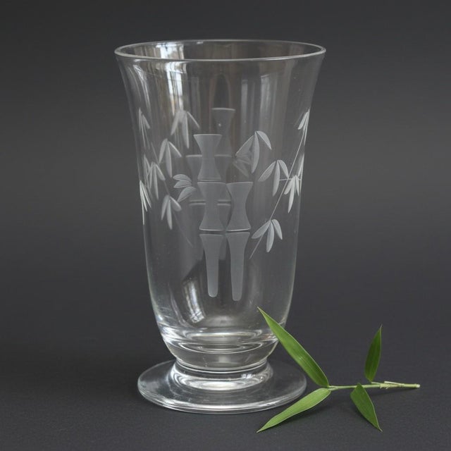 Mid 20th Century 11 Sasaki Noritake Bamboo Etched Juice Glasses-Vintage-Japan-MCM Barware Set For Sale - Image 5 of 11