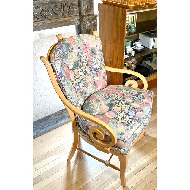 Lavender Vintage 1990s Bernhardt Floral Maximalist Lounge Chair For Sale - Image 8 of 9