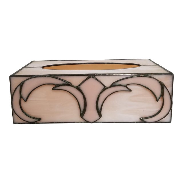 Vintage 1980’s Art Deco Style Slag Glass Tissue Box Cover Chairish