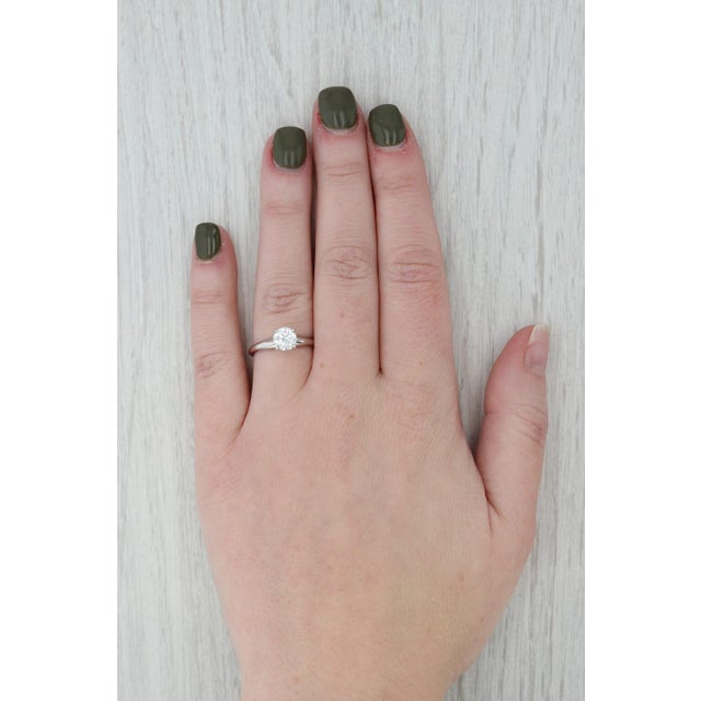 Silver New 0.70ct Moissanite Engagement Ring Platinum Round Solitaire Size 5.5 For Sale - Image 8 of 8