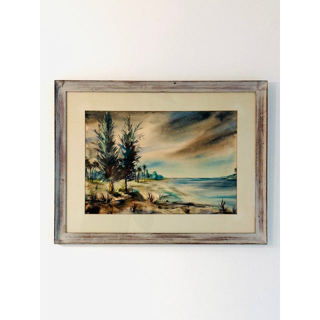 1970s 1970s Florence Sinclair Mahdavi Impressionist Coastal Scene Watercolor Painting For Sale - Image 5 of 9
