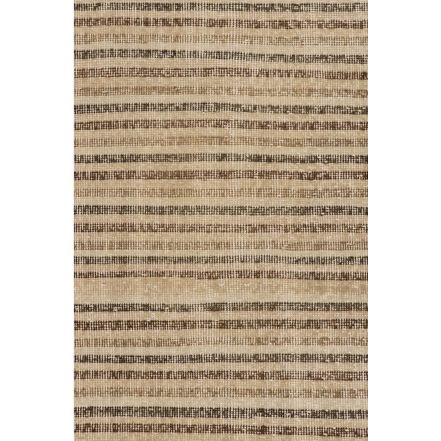 Vintage Distressed Runner Rug, Beige-Brown Geometric Stripe Design– Rug & Kilim For Sale In New York - Image 6 of 8