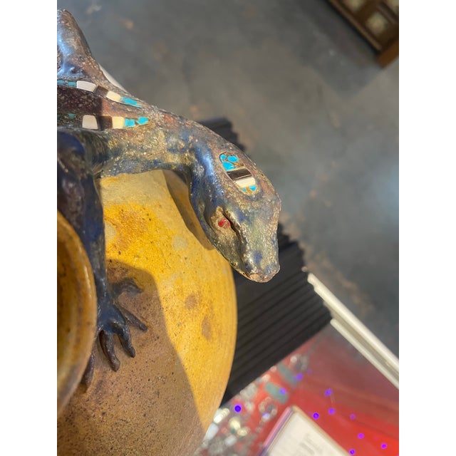 Vintage Ceramic Vase With Stone Inlaid Lizard by Raugh For Sale In Phoenix - Image 6 of 12