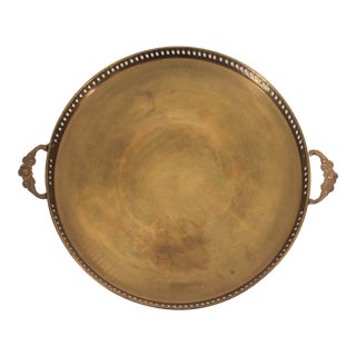 Vintage Reticulated Brass Tray For Sale