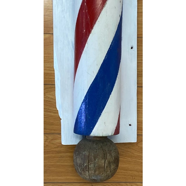 19th Century Barber's Pole Hand Carved Hand Painted Antique barbers pole 5.5" diameter x 42" high The support measures 9"...