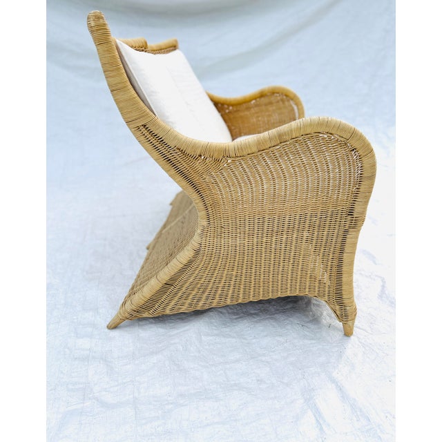Contemporary Lloyd Flanders Wicker Patio Loveseat, No Makers Mark , Wicker is in very good condition, cushion with some...