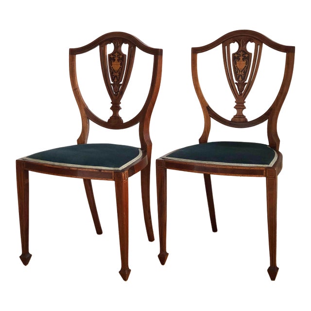 Pair of Antique Mahogany Hepplewhite Revival Chairs Denmark 1900s For Sale