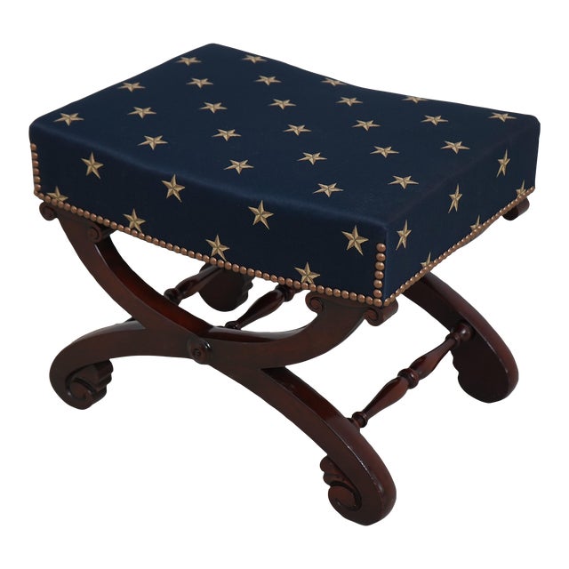 Vintage Federal Style Bench W. Brand New Upholstery For Sale