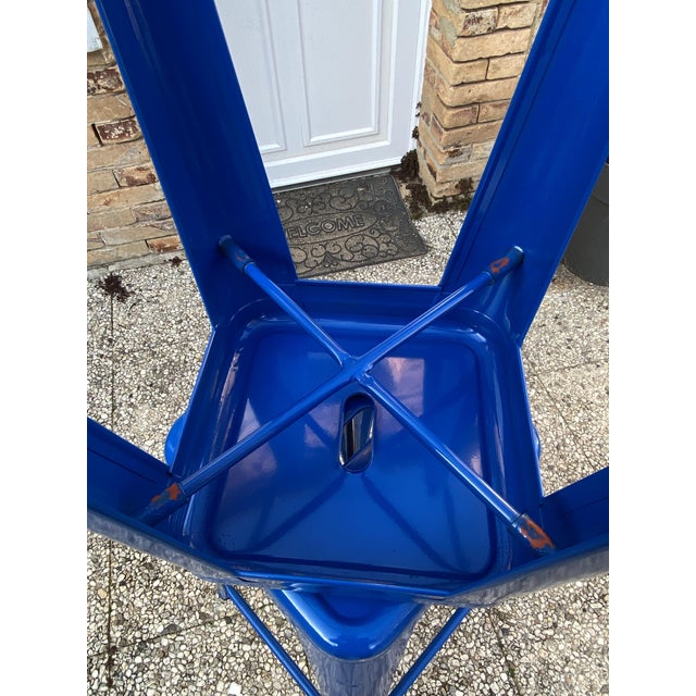 Vintage Industrial Bar Stool in Blue by Xavier Pauchard for Tolix, 2010s For Sale - Image 11 of 18