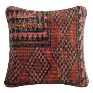 Turkish Oushak Rug Pillow Cover 13'' X 13'' For Sale