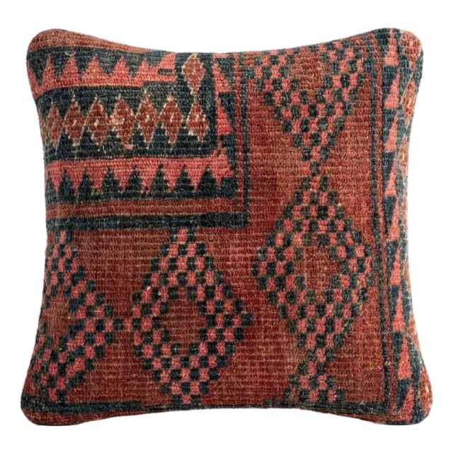 Turkish Oushak Rug Pillow Cover 13'' X 13'' For Sale