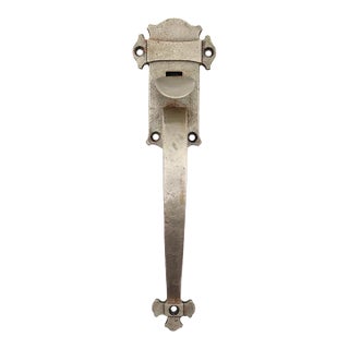 Vintage Arts & Crafts 10.25 In. Nickeled Bronze Door Pull Handle For Sale