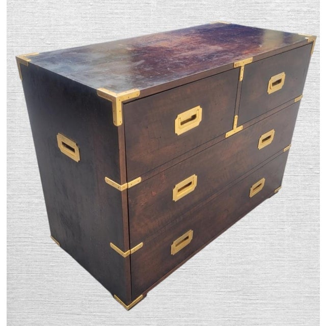 Brown Vintage Campaign Hide Away Twin Size Murphy Bed Cabinet For Sale - Image 8 of 18